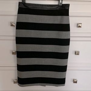 Blac/Gray wide stripe pencil skirt